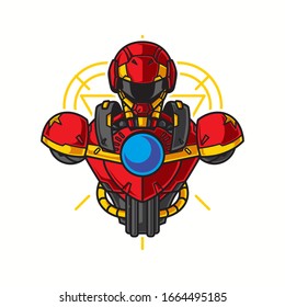 Ilustración vectorial, blindaje de medio cuerpo de soldado Mecha robótica