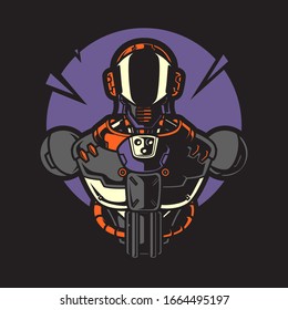 Ilustración vectorial, blindaje de medio cuerpo de soldado Mecha robótica
