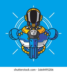 Vektorillustration Illustration, Roboter-Mecha-Soldat-Halbkörperpanzer