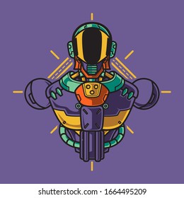 Ilustración vectorial, blindaje de medio cuerpo de soldado Mecha robótica