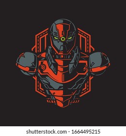 Ilustración vectorial, blindaje de medio cuerpo de soldado Mecha robótica