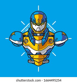 Ilustración vectorial, blindaje de medio cuerpo de soldado Mecha robótica