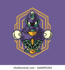 Ilustración vectorial, blindaje de medio cuerpo de soldado Mecha robótica