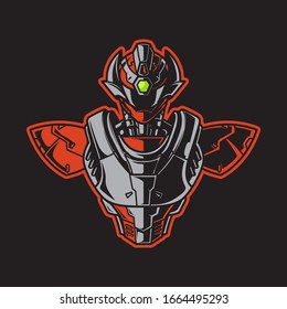 Vector Illustration, Robotic Mecha Soldier Half Body armor