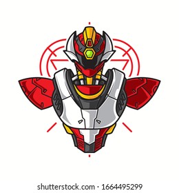 Vector Illustration, Robotic Mecha Soldier Half Body armor