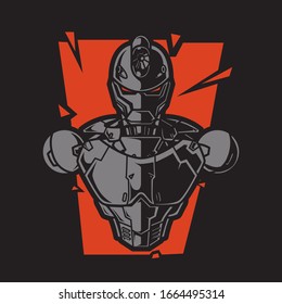 Vektorillustration Illustration, Roboter-Mecha-Soldat-Halbkörperpanzer