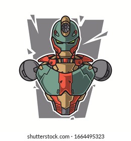 Vektorillustration Illustration, Roboter-Mecha-Soldat-Halbkörperpanzer