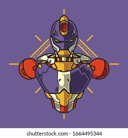 Vector Illustration, Robotic Mecha Soldier Half Body armor