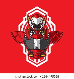 Ilustración vectorial, blindaje de medio cuerpo de soldado Mecha robótica