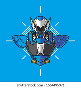 Ilustración vectorial, blindaje de medio cuerpo de soldado Mecha robótica
