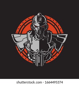 Ilustración vectorial, blindaje de medio cuerpo de soldado Mecha robótica