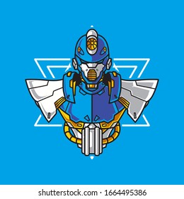 Ilustración vectorial, blindaje de medio cuerpo de soldado Mecha robótica