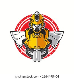 Ilustración vectorial, blindaje de medio cuerpo de soldado Mecha robótica