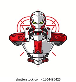 Ilustración vectorial, blindaje de medio cuerpo de soldado Mecha robótica