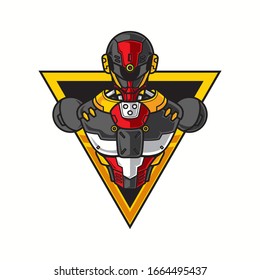 Vector Illustration, Robotic Mecha Soldier Half Body armor