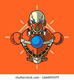 Ilustración vectorial, blindaje de medio cuerpo de soldado Mecha robótica