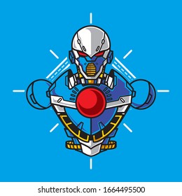 Ilustración vectorial, blindaje de medio cuerpo de soldado Mecha robótica