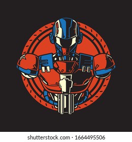 Ilustración vectorial, blindaje de medio cuerpo de soldado Mecha robótica
