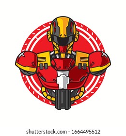 Ilustración vectorial, blindaje de medio cuerpo de soldado Mecha robótica