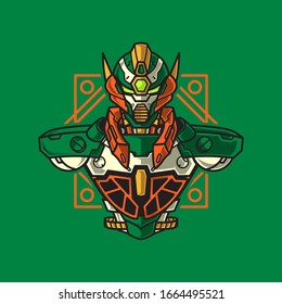 Vektorillustration Illustration, Roboter-Mecha-Soldat-Halbkörperpanzer