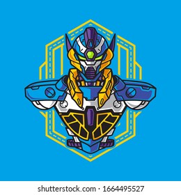 Ilustración vectorial, blindaje de medio cuerpo de soldado Mecha robótica