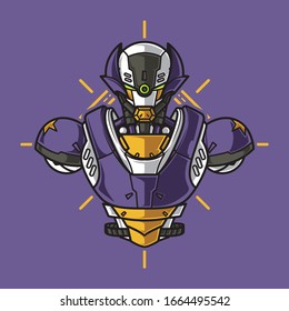 Ilustración vectorial, blindaje de medio cuerpo de soldado Mecha robótica