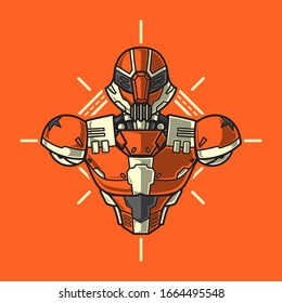Ilustración vectorial, blindaje de medio cuerpo de soldado Mecha robótica