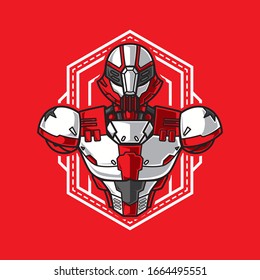 Ilustración vectorial, blindaje de medio cuerpo de soldado Mecha robótica