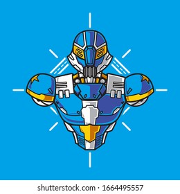 Vector Illustration, Robotic Mecha Soldier Half Body armor