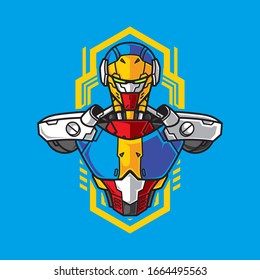 Vektorillustration Illustration, Roboter-Mecha-Soldat-Halbkörperpanzer