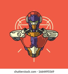 Vektorillustration Illustration, Roboter-Mecha-Soldat-Halbkörperpanzer