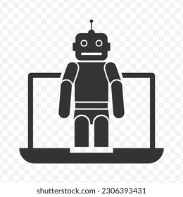 Vector illustration of robotic programs icon in dark color and transparent background(png).
