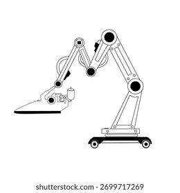 Ilustración vectorial de una plancha de vapor robótica