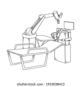 vector illustration of robotic surgery machine 