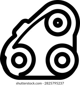 Vector illustration of a robotic tank tread track mechanism for heavy industrial or military autonomous vehicle chassis