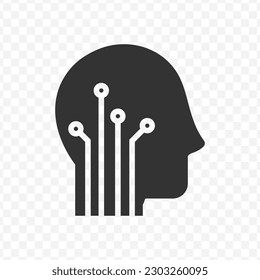Icono de tecnología robótica en color oscuro y fondo transparente (png).