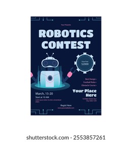 Vector illustration of robotics contest flyer 