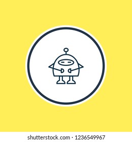 Vector illustration of robots icon line. Beautiful activities element also can be used as chatbot icon element.