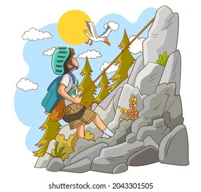 A vector illustration of a rock climber.