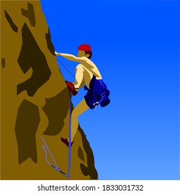 Vektorgrafik eines Bergsteigers. kann als Gestaltungsmaterial für Inhalte im Bereich des Klettersports verwendet werden.