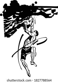 the vector illustration of the rock climbing athlete