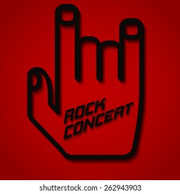 Vector Illustration of Rock Concert Outline Logo for Design, Website, Background, Banner. Flyer Festival Element Template With Palm