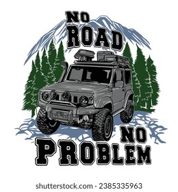 Vector illustration of rock crawling off-road vehicle for logo design tshirt