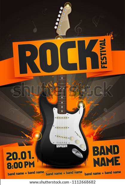 Vector Illustration Rock Festival Concert Party Stock Vector (Royalty ...