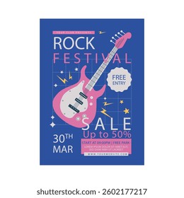 Vector illustration of rock festival flyer poster template design