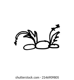 Vector illustration of rock and grass line