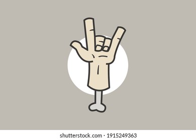 vector illustration of rock hand logo with bone. good for studio logo, game logo, fashion logo.