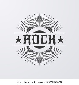 Vector illustration. Rock logo with rays.