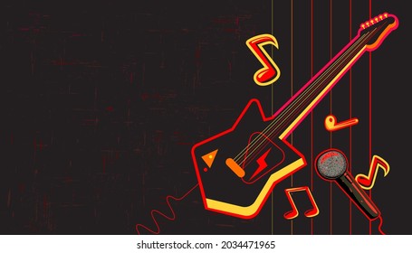 Vector illustration of rock music background design template for music festival or concert banner.