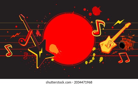 Vector illustration of rock music background design template for music festival or concert banner.